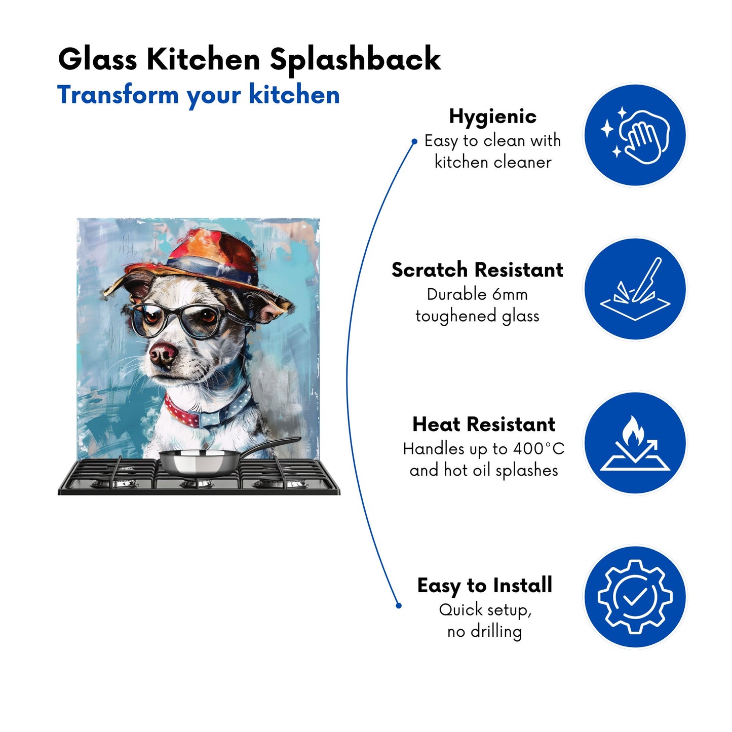 Quirky Pup with a Fedora Kitchen Splashback