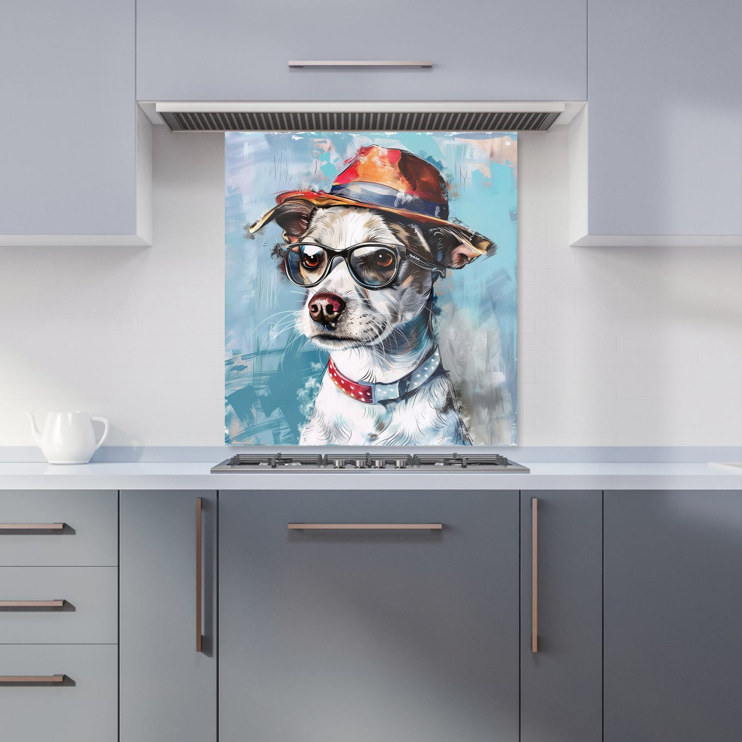 Quirky Pup with a Fedora Kitchen Splashback