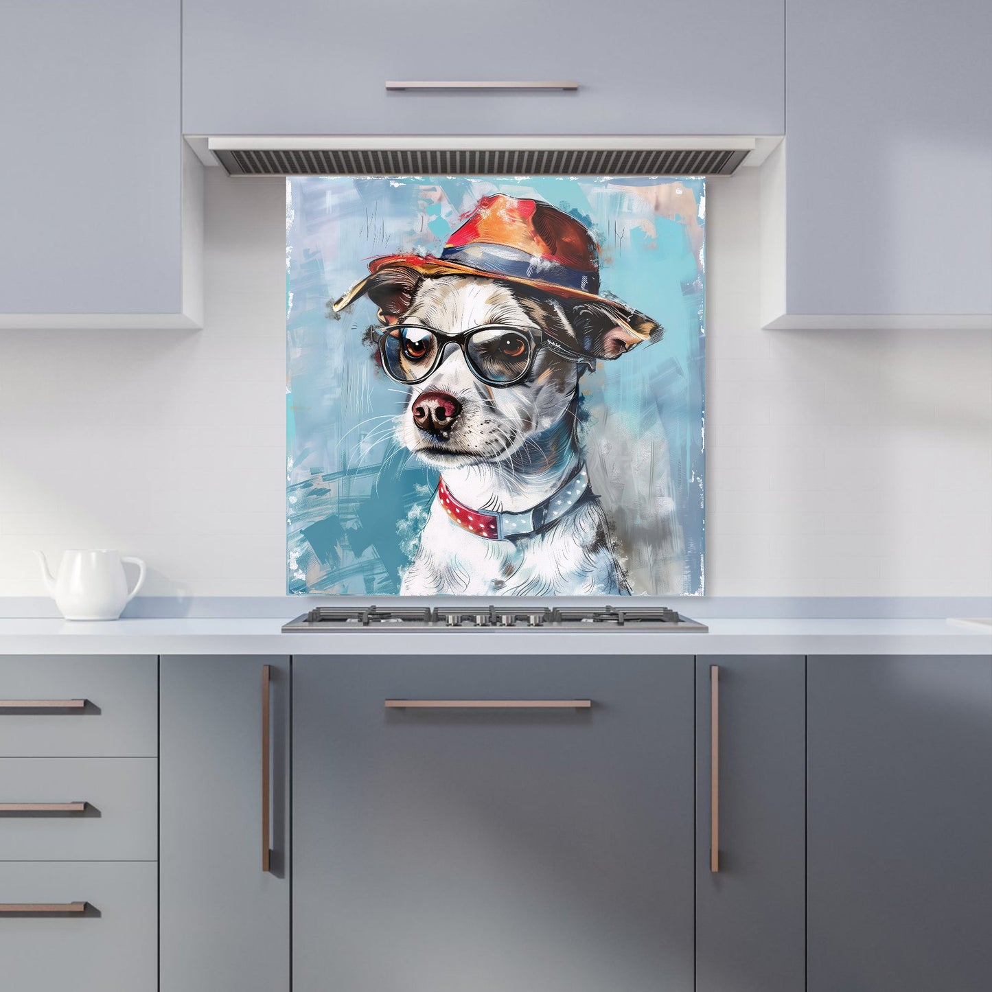 Quirky Pup with a Fedora Kitchen Splashback