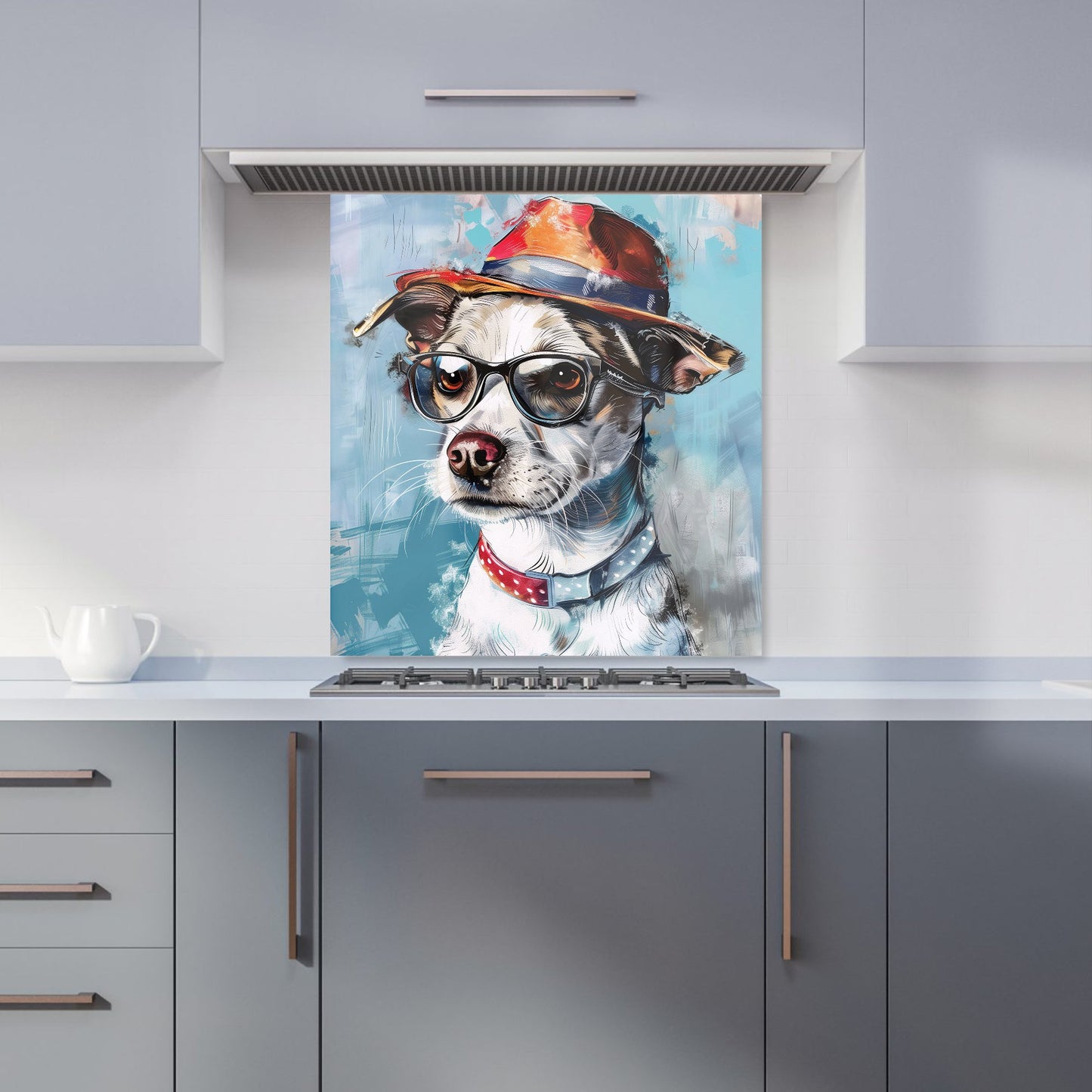 Quirky Pup with a Fedora Kitchen Splashback
