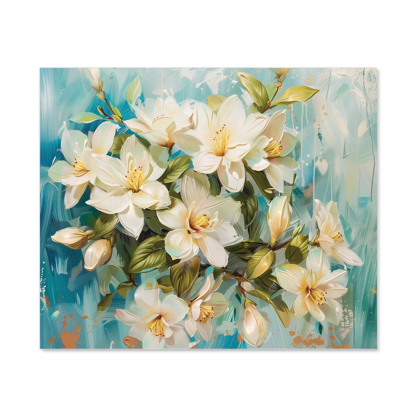 Fresh Jasmine in Blue Hue Kitchen Splashback