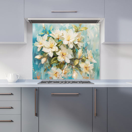 Fresh Jasmine in Blue Hue Kitchen Splashback