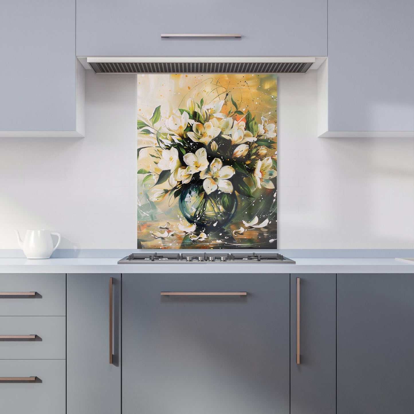 Elegant Jasmine Bloom Splash Kitchen Splashback