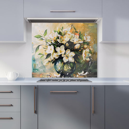 Elegant Jasmine Bloom Splash Kitchen Splashback