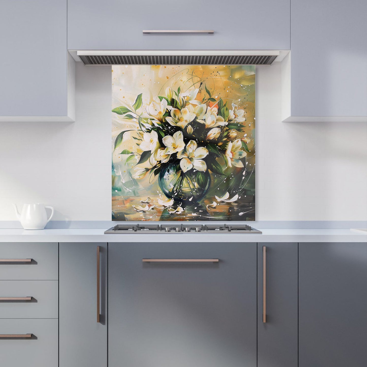 Elegant Jasmine Bloom Splash Kitchen Splashback