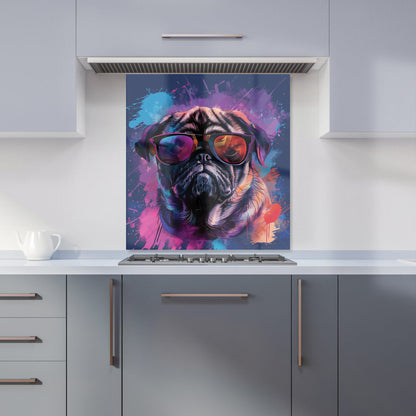 Vibrant Pug in Sunglasses Kitchen Splashback