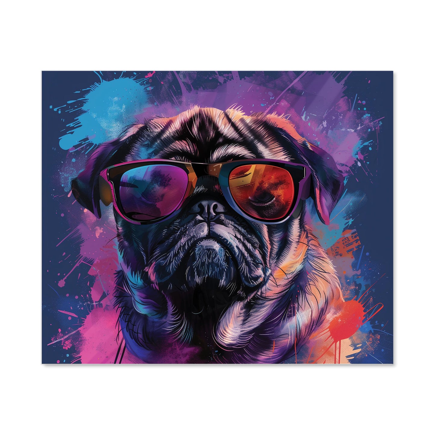 Vibrant Pug in Sunglasses Kitchen Splashback