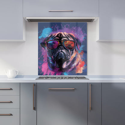 Vibrant Pug in Sunglasses Kitchen Splashback