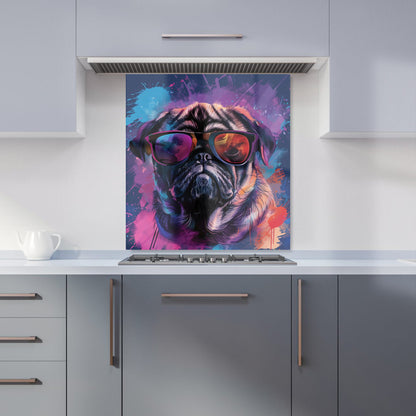 Vibrant Pug in Sunglasses Kitchen Splashback