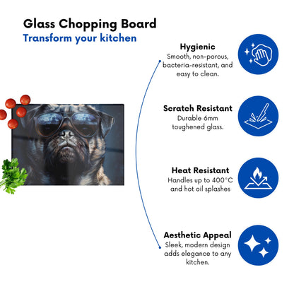 Cool Pug With Midnight Shades Chopping Board