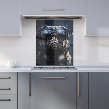 Cool Pug with Midnight Shades Kitchen Splashback