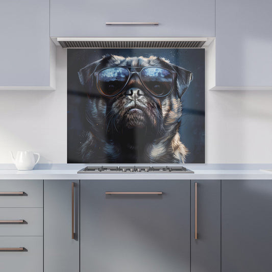 Cool Pug with Midnight Shades Kitchen Splashback
