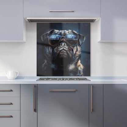 Cool Pug with Midnight Shades Kitchen Splashback