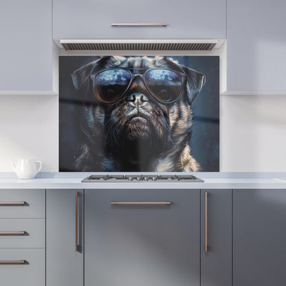 Cool Pug with Midnight Shades Kitchen Splashback