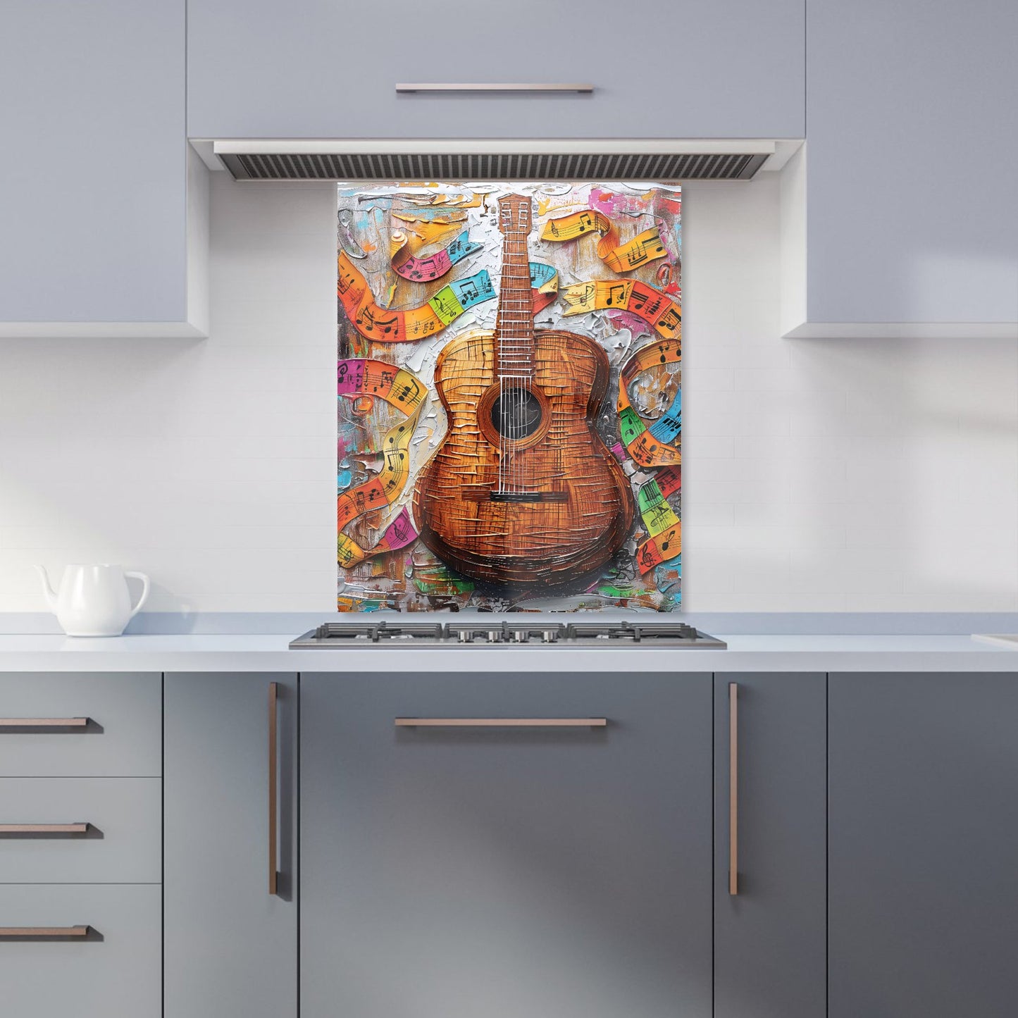 Melody in Wooden Strings Kitchen Splashback