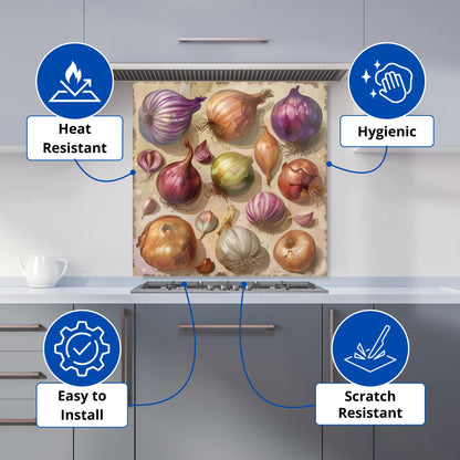 Varieties of Onions and Garlic Kitchen Splashback