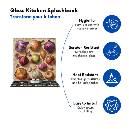 Varieties of Onions and Garlic Kitchen Splashback