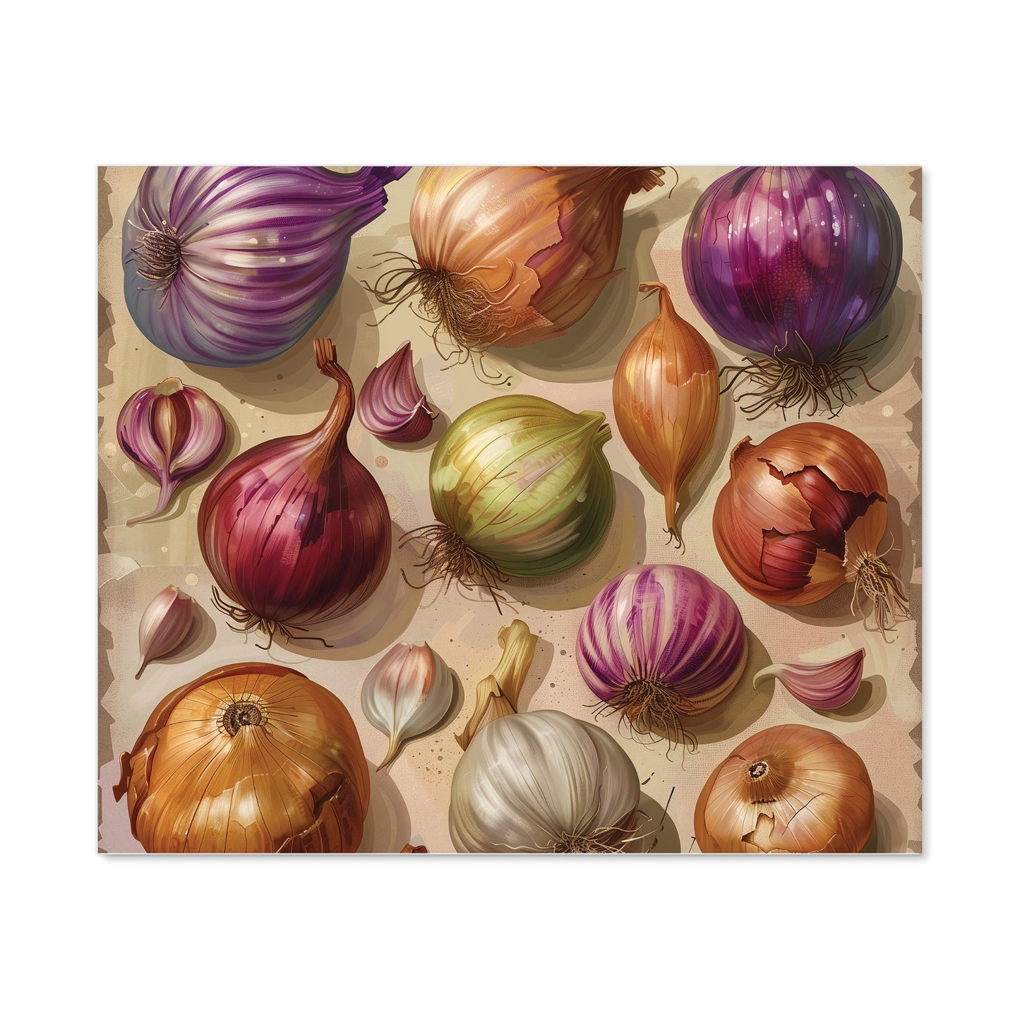 Varieties of Onions and Garlic Kitchen Splashback