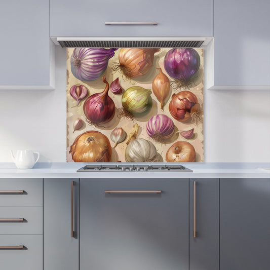 Varieties of Onions and Garlic Kitchen Splashback