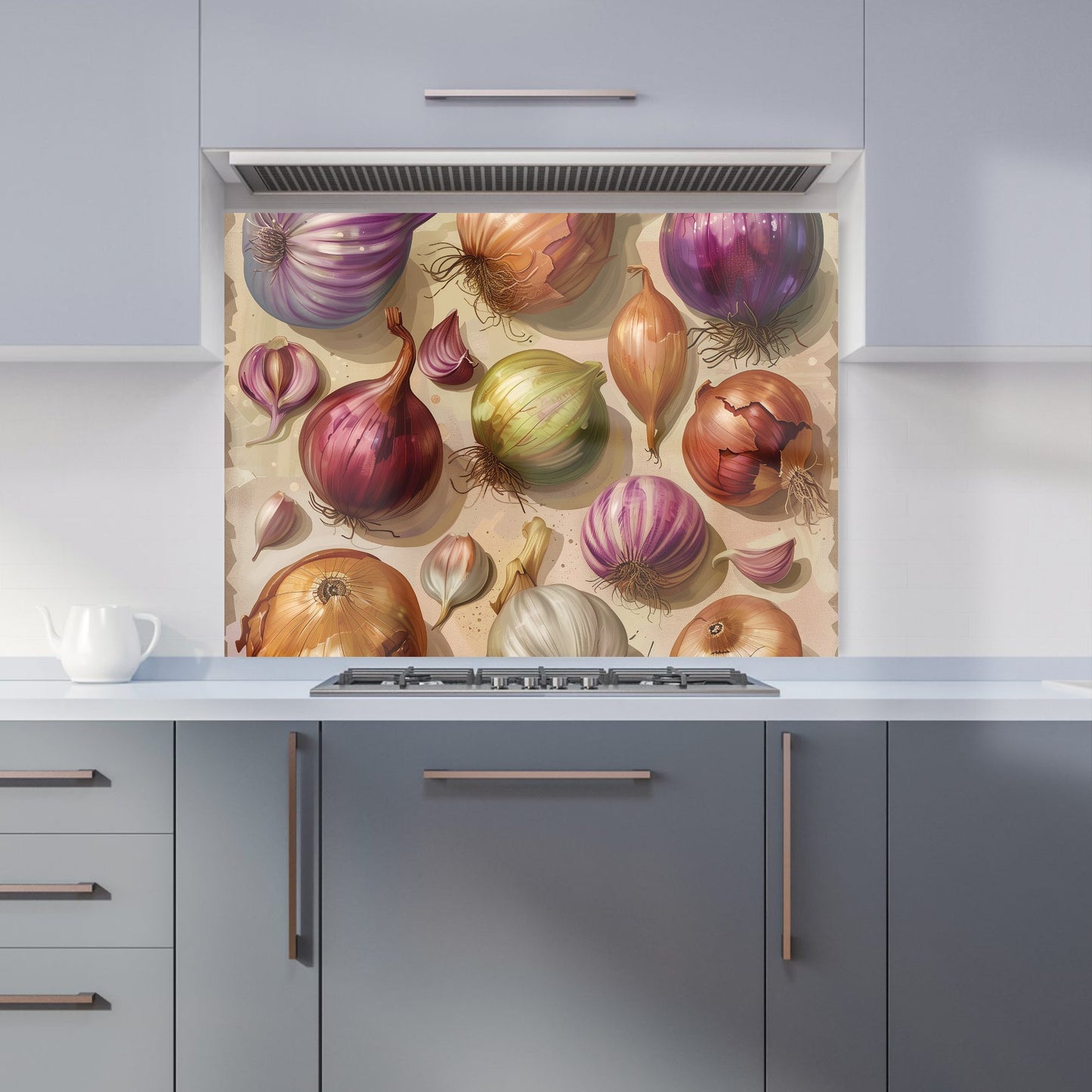 Varieties of Onions and Garlic Kitchen Splashback