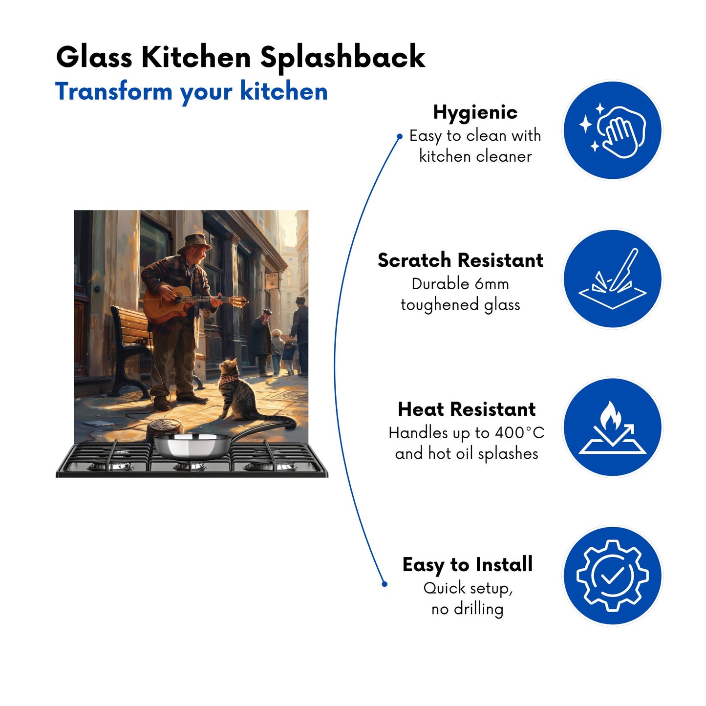 Busker's Melody and the Cat Kitchen Splashback