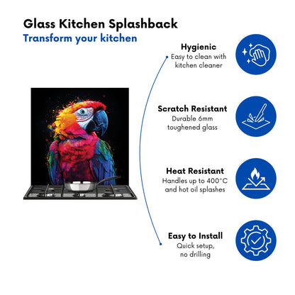 Vivid Parrot in a Splash of Colour Kitchen Splashback