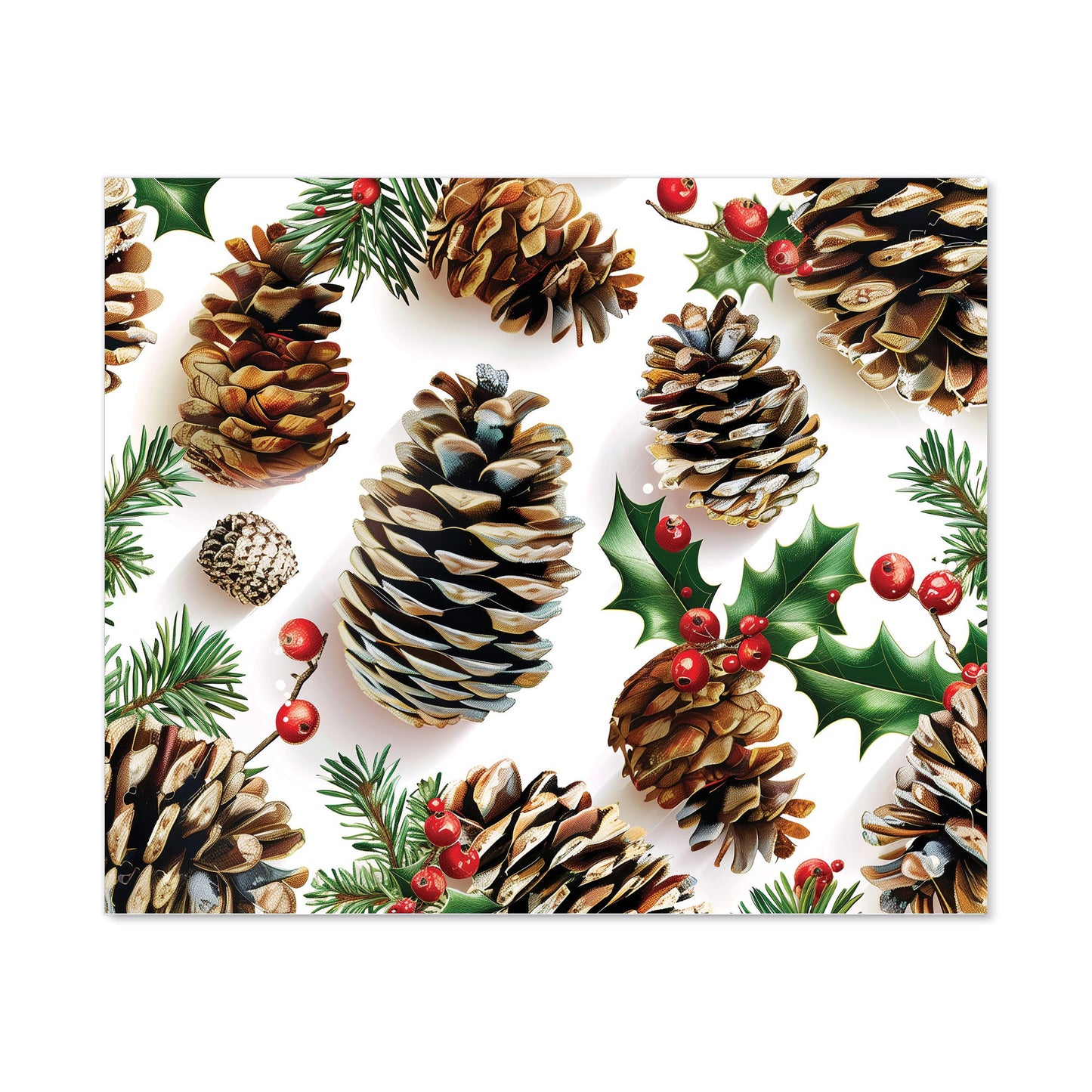 Holiday Pine Cones and Berries Kitchen Splashback