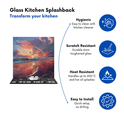 Rainbow Reflection on the Shore Kitchen Splashback