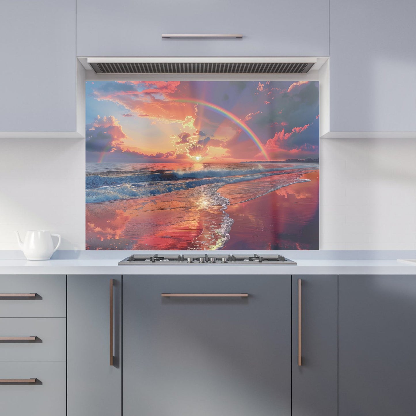Rainbow Reflection on the Shore Kitchen Splashback
