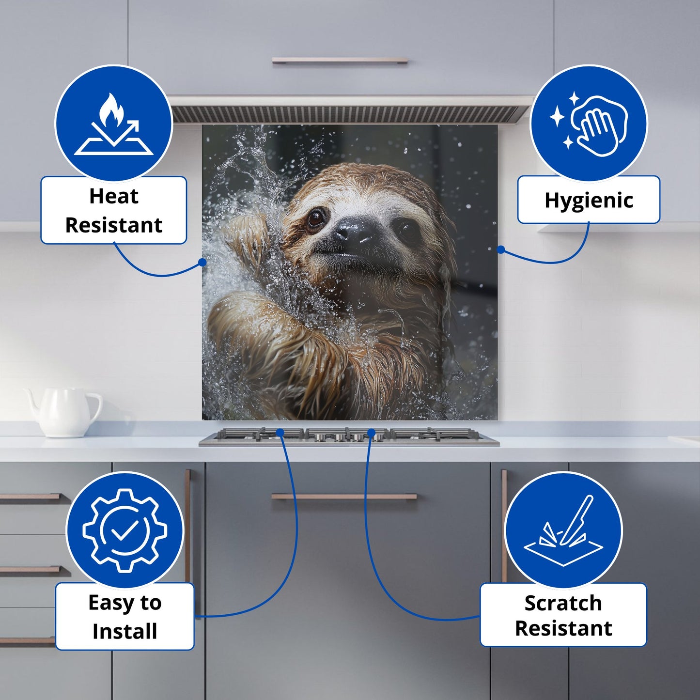 Gleeful Sloth Splashart Kitchen Splashback