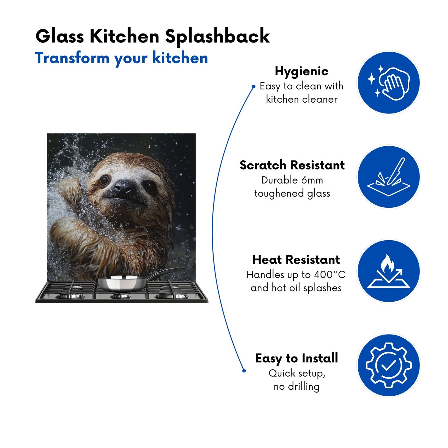Gleeful Sloth Splashart Kitchen Splashback