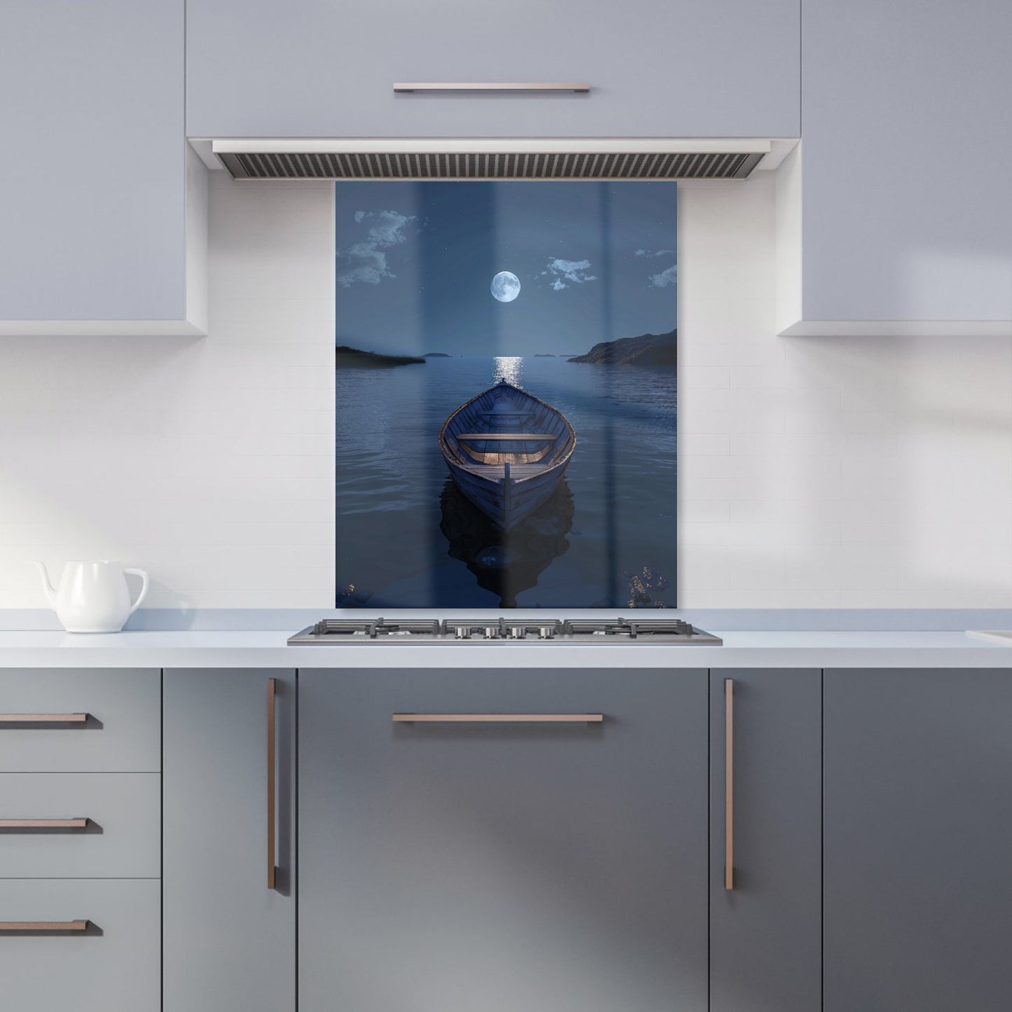 Moonlit Serenity on Quiet Waters Kitchen Splashback