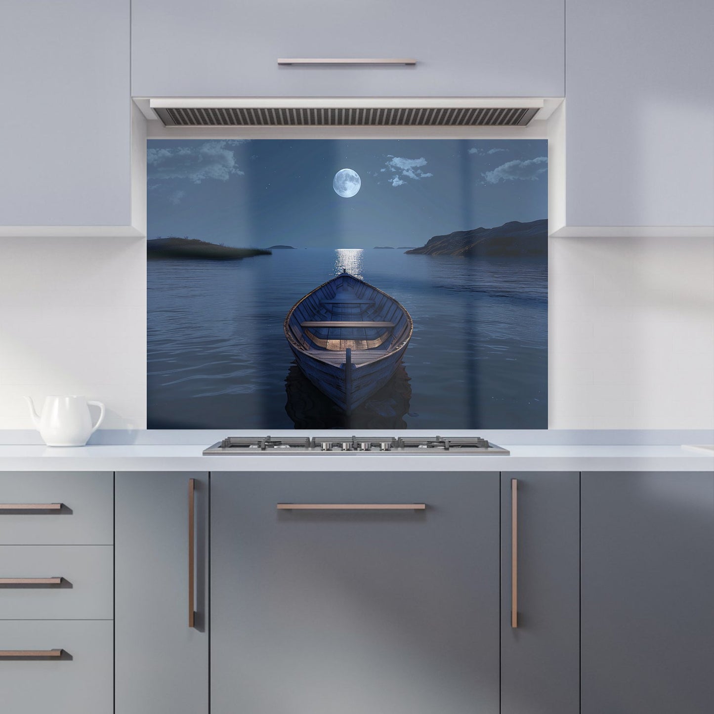 Moonlit Serenity on Quiet Waters Kitchen Splashback