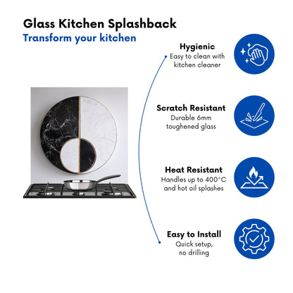 Sleek Yin Yang Marble Design Kitchen Splashback