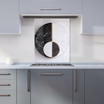 Sleek Yin Yang Marble Design Kitchen Splashback