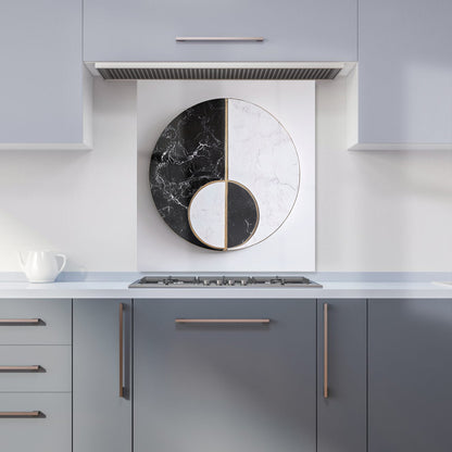 Sleek Yin Yang Marble Design Kitchen Splashback
