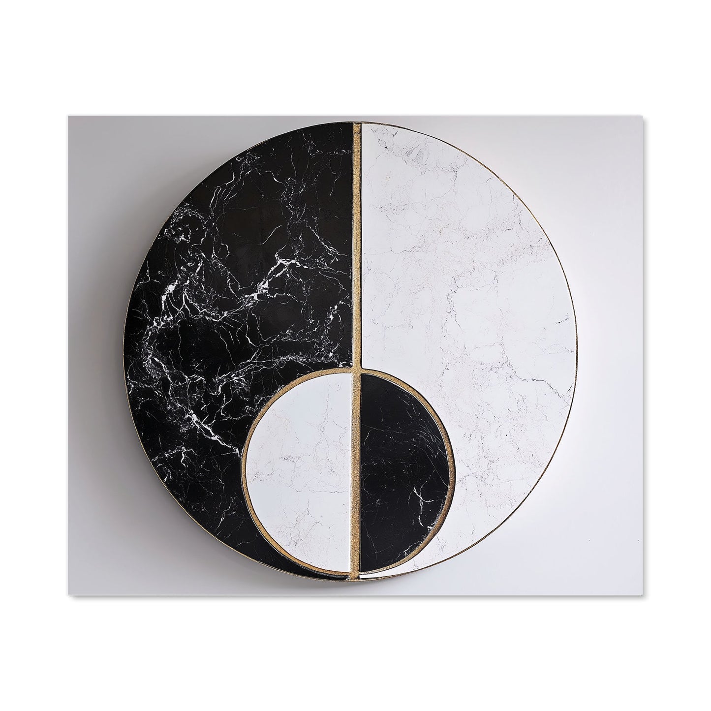 Sleek Yin Yang Marble Design Kitchen Splashback