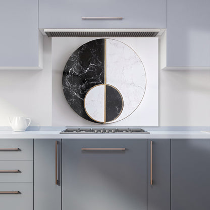 Sleek Yin Yang Marble Design Kitchen Splashback