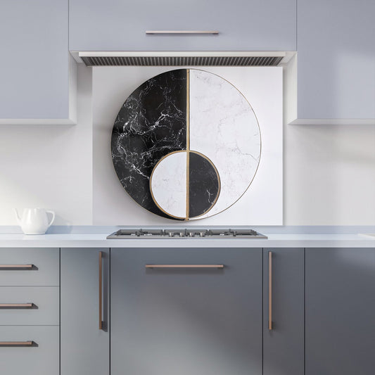 Sleek Yin Yang Marble Design Kitchen Splashback