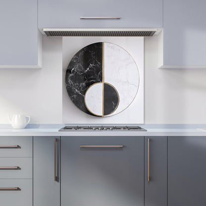 Sleek Yin Yang Marble Design Kitchen Splashback