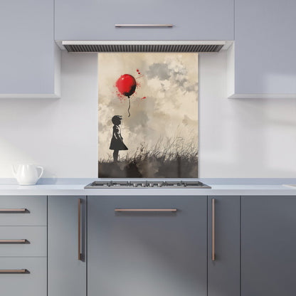 Dreamy Banksy-Inspired Girl with Red Balloon Kitchen Splashback