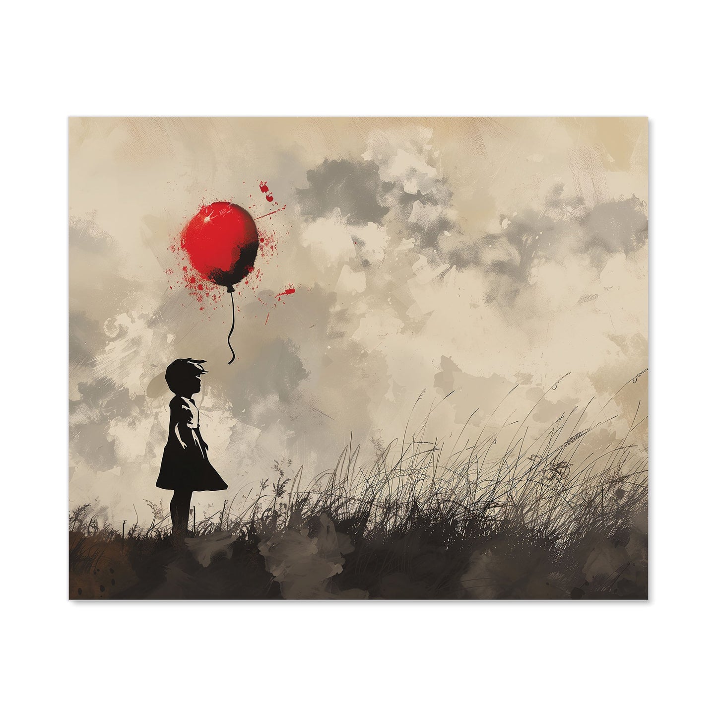 Dreamy Banksy-Inspired Girl with Red Balloon Kitchen Splashback
