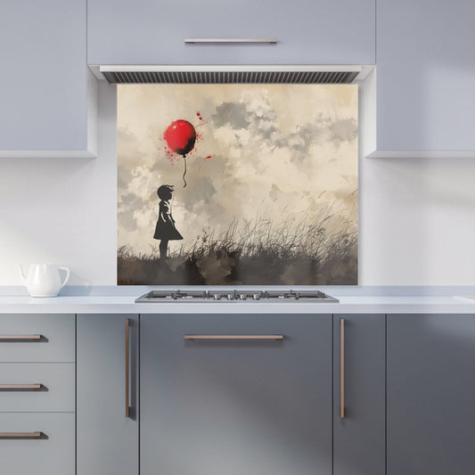 Dreamy Banksy-Inspired Girl with Red Balloon Kitchen Splashback