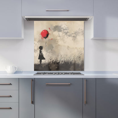 Dreamy Banksy-Inspired Girl with Red Balloon Kitchen Splashback