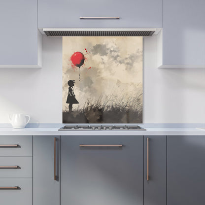 Dreamy Banksy-Inspired Girl with Red Balloon Kitchen Splashback