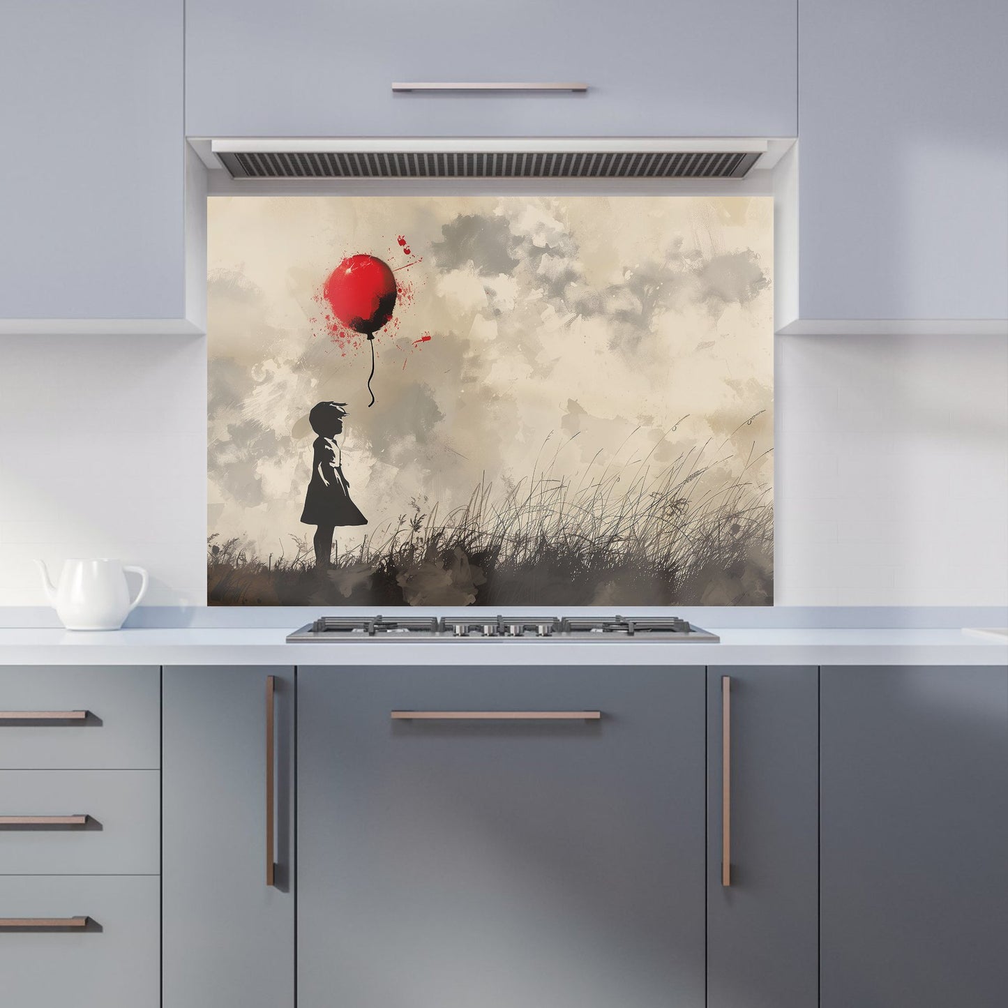 Dreamy Banksy-Inspired Girl with Red Balloon Kitchen Splashback
