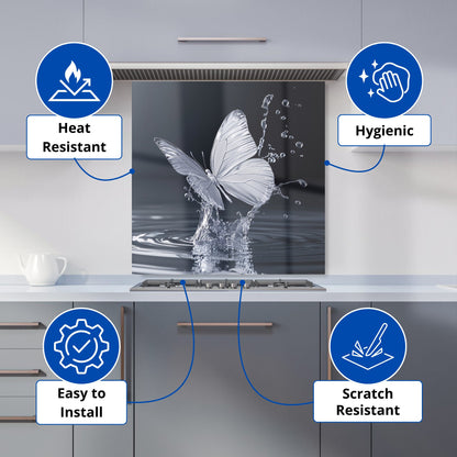 Crystal Butterfly Water Dance Kitchen Splashback