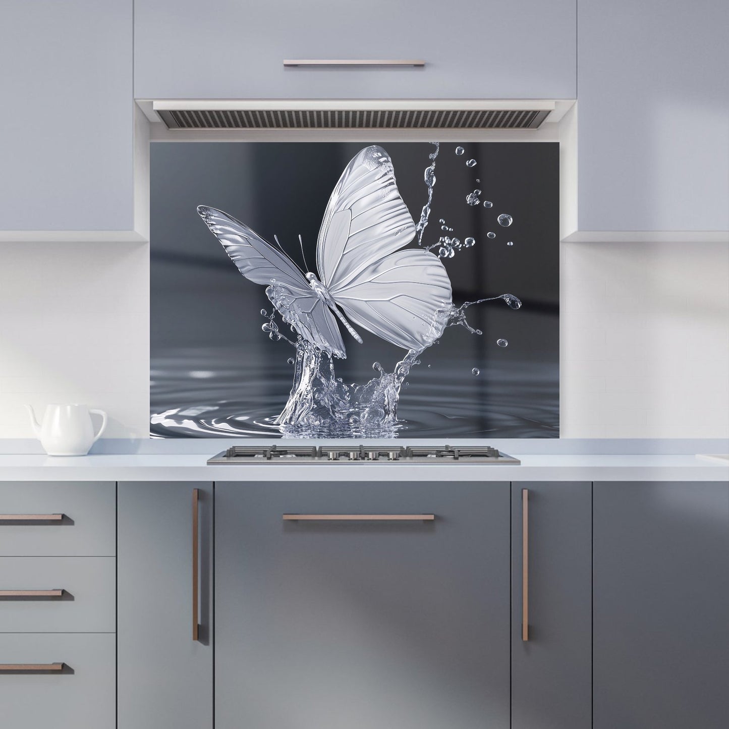 Crystal Butterfly Water Dance Kitchen Splashback