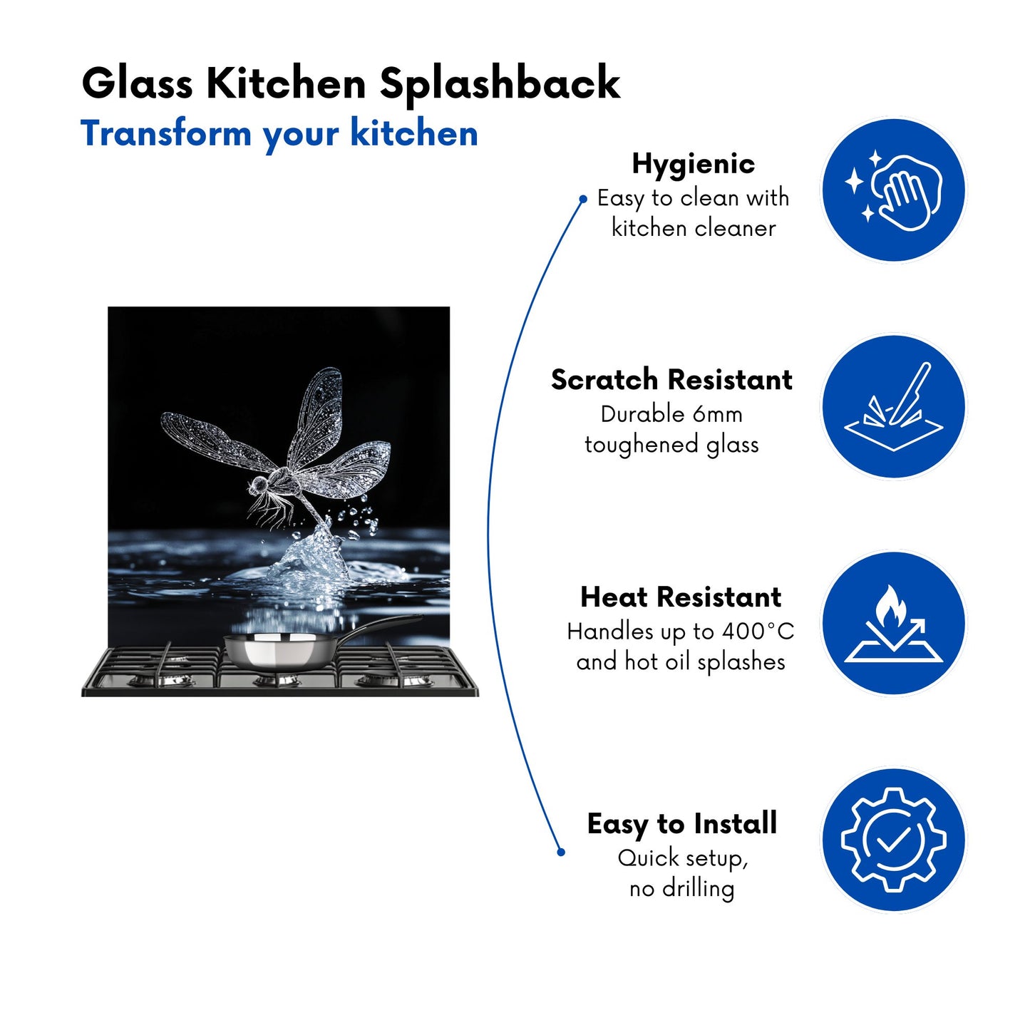 Glistening Dragonfly Lift-Off Kitchen Splashback