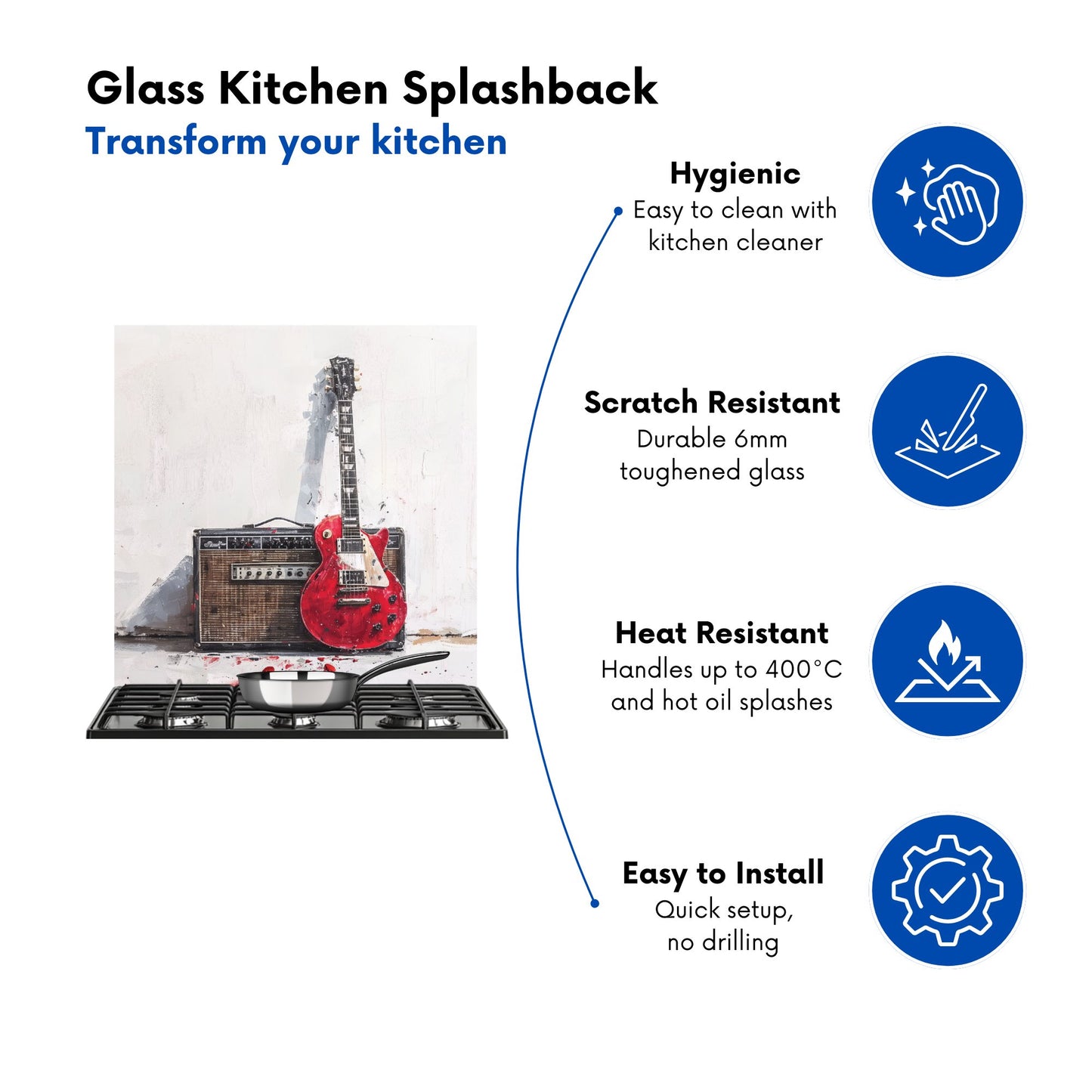 Red Guitar: Echoes of Rock Kitchen Splashback